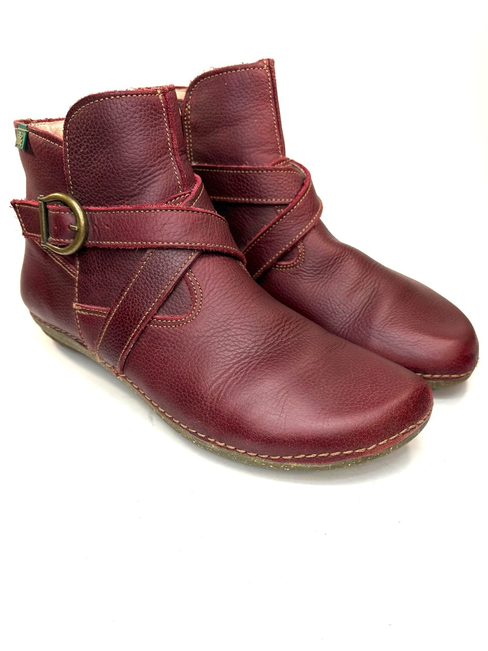El Naturalista Red Leather Ankle Boots | 39